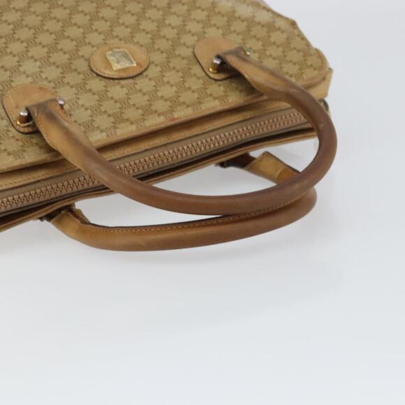 CELINE Macadam Canvas Hand Bag PVC Beige Auth ar13860